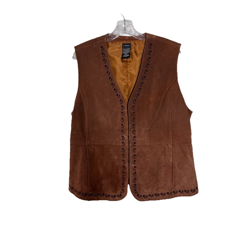 Vintage Suede Outbrook Vest Women's Spice Brown Western Boho Size XL